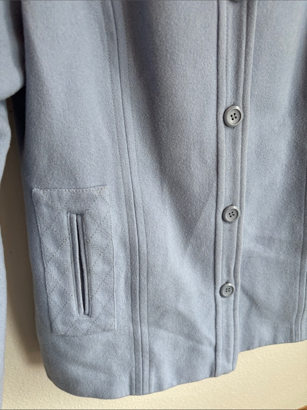 PENDLETON Light Blue 100% Merino Wool Periwinkle Pea Coat Vtg Large - Picture 4 of 9